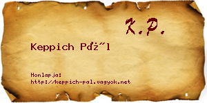 Keppich Pál névjegykártya